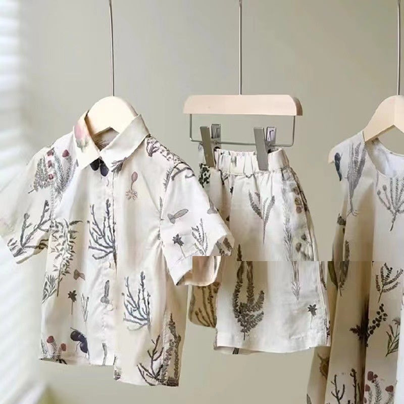 Sister-brother Clothes Dress Western Style Temperament Short Sleeve Shirt