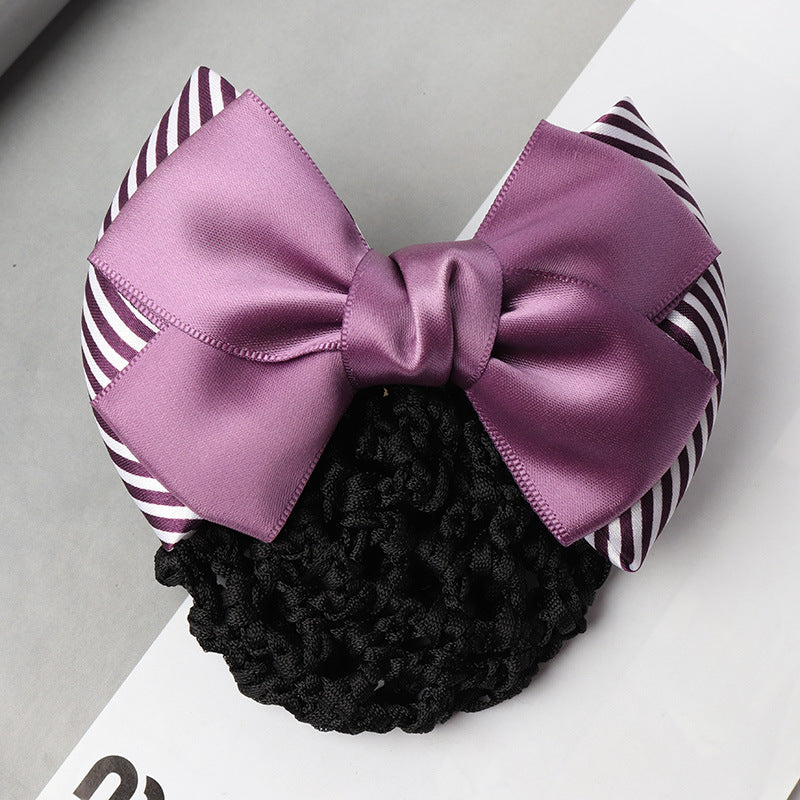 Professional Headdress Flower Bow Net Pocket Worker Work Plate Hair Clip Ornament