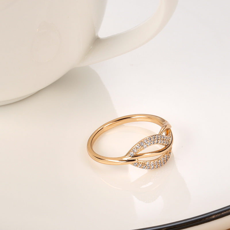 Rose Gold Zircon Fashion Feather Women's Ring