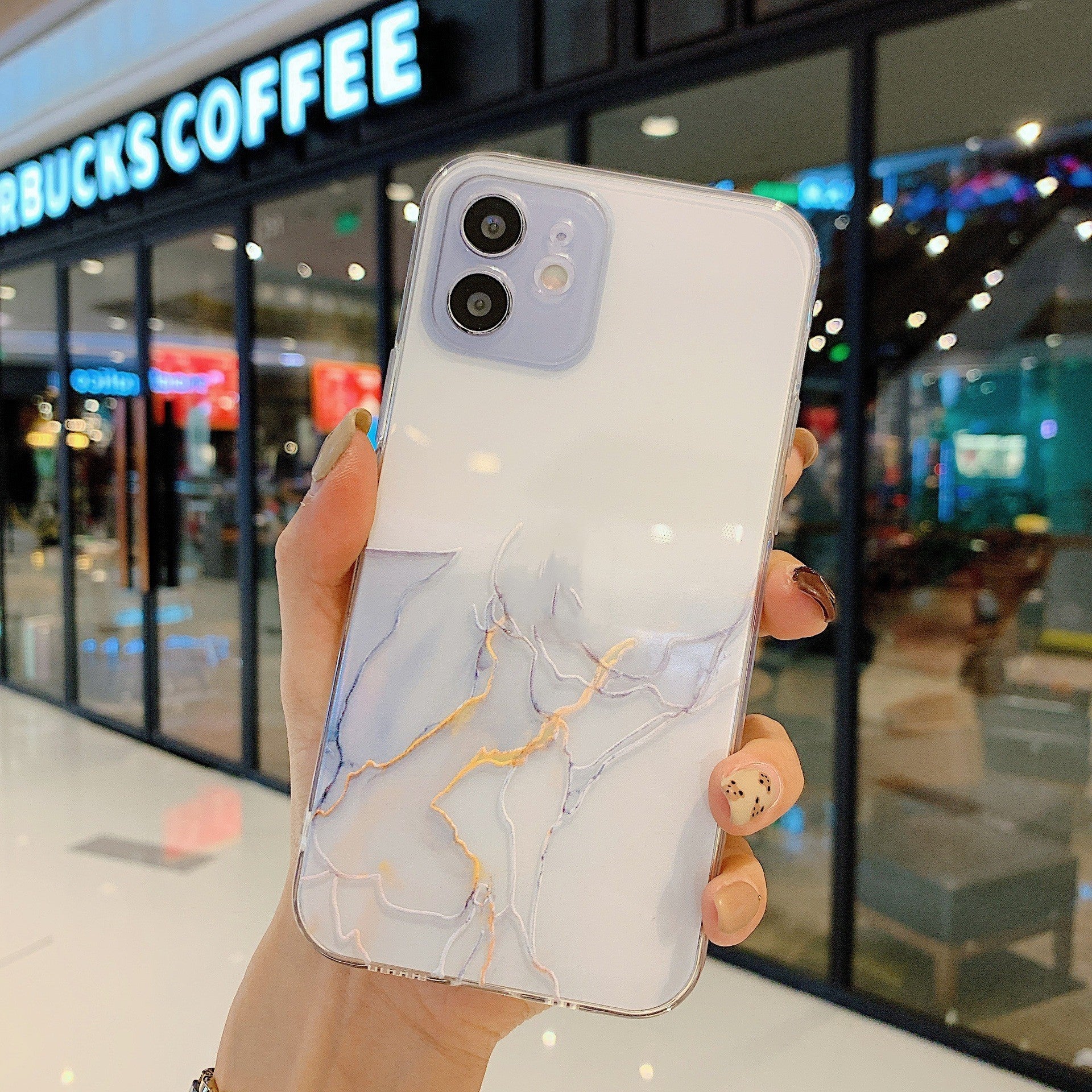 Fine Hole Hollow Marble Tpu Shell Transparent Soft Shell