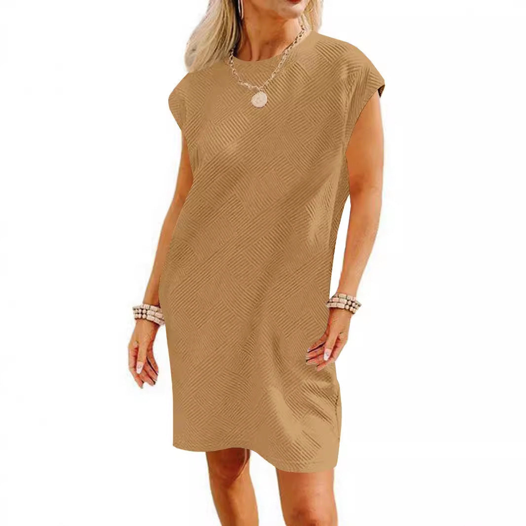 Pocket Texture Fabric Casual Dress Women