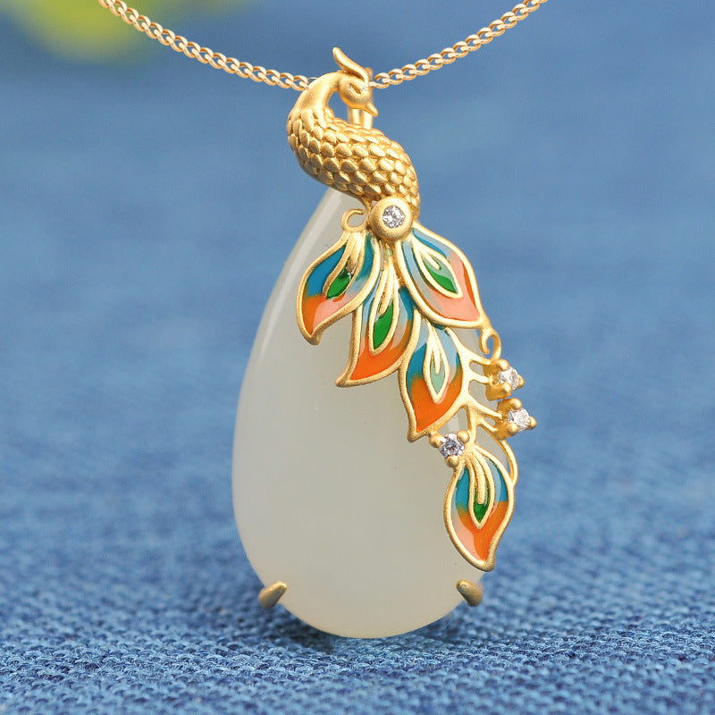 Women's Palace Style Ancient White Jade Necklace