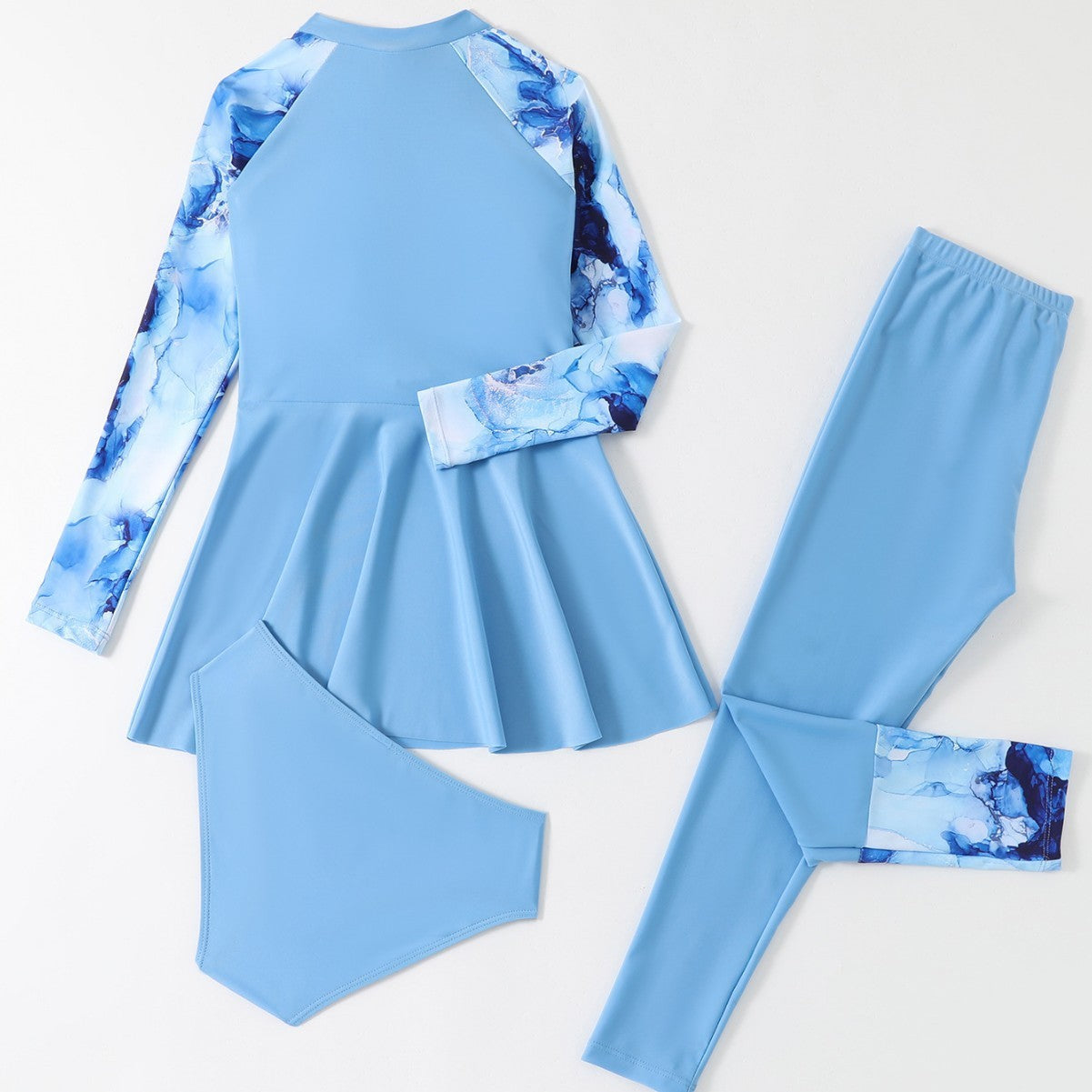 Children's Split Long-sleeved Long Trousers Three-piece Swimsuit