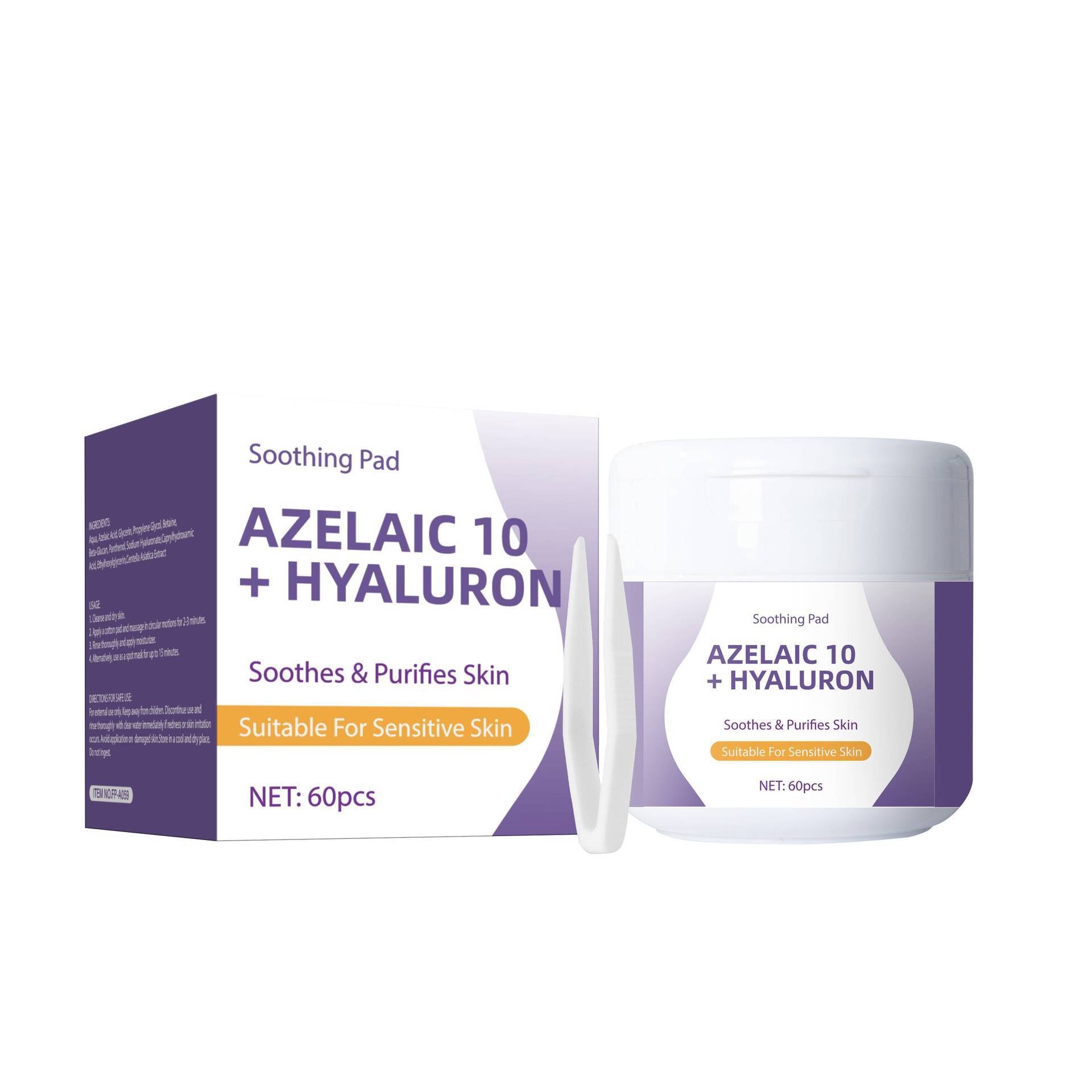 AZELAIC Acid 10 Hyaluronic Acid Cotton Cloth 60 Tablets AZELAIC 10 HYALURON Pad - EL CHEG
