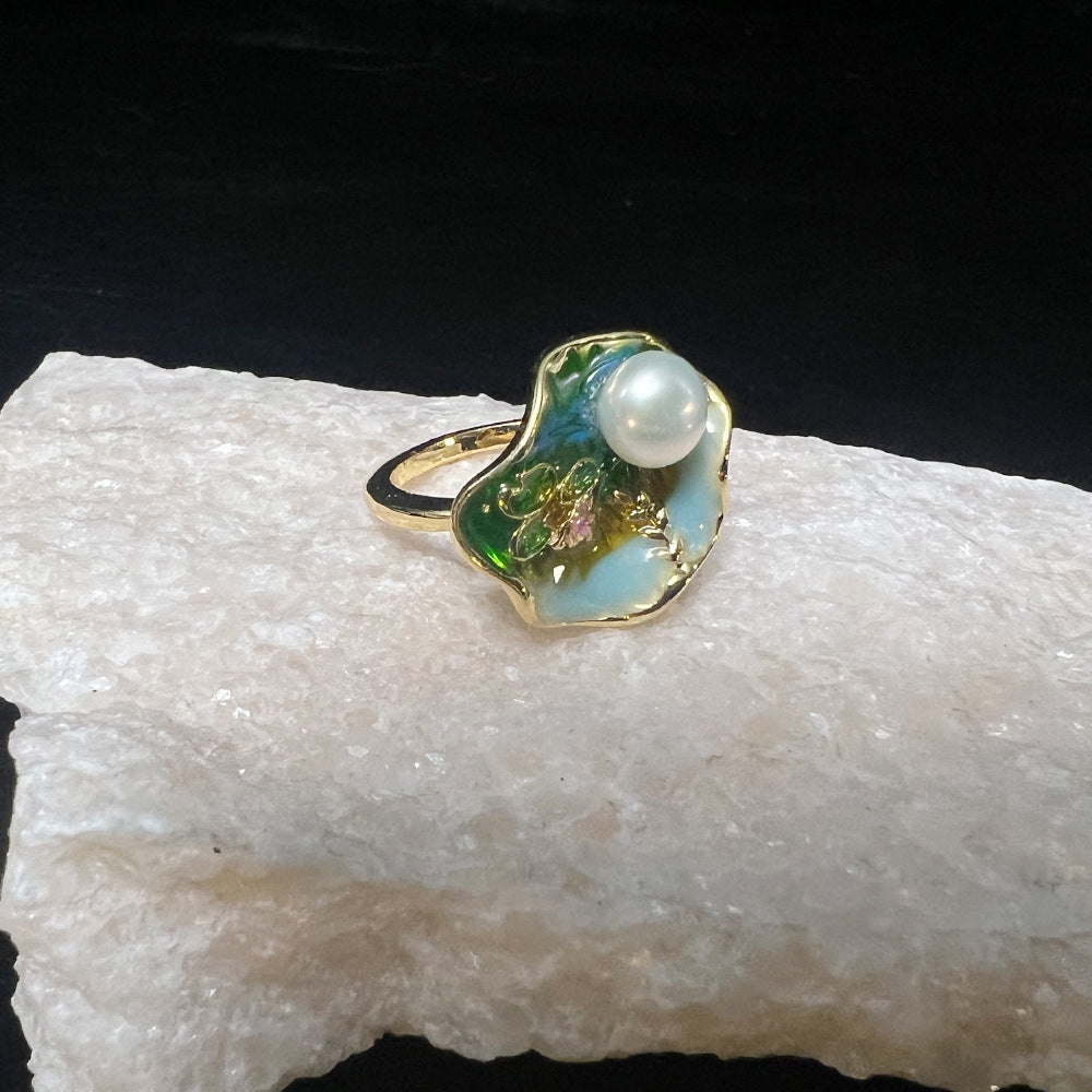 Oil Painting Series Enamel Open Ring