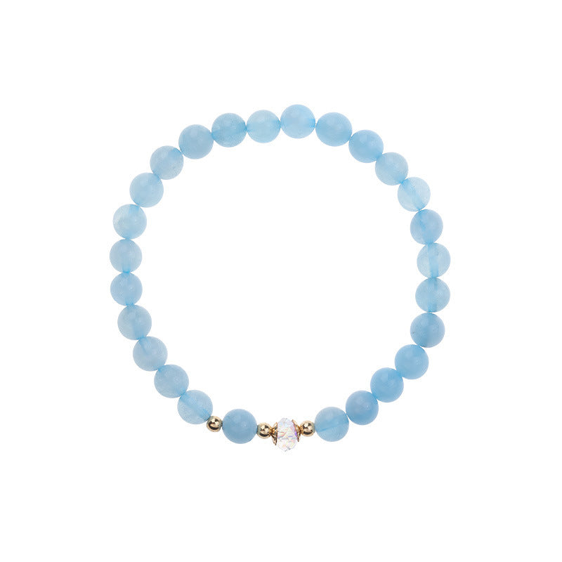 Natural Crystal Women's 14K Gilded Accessories Aquamarine Bracelet