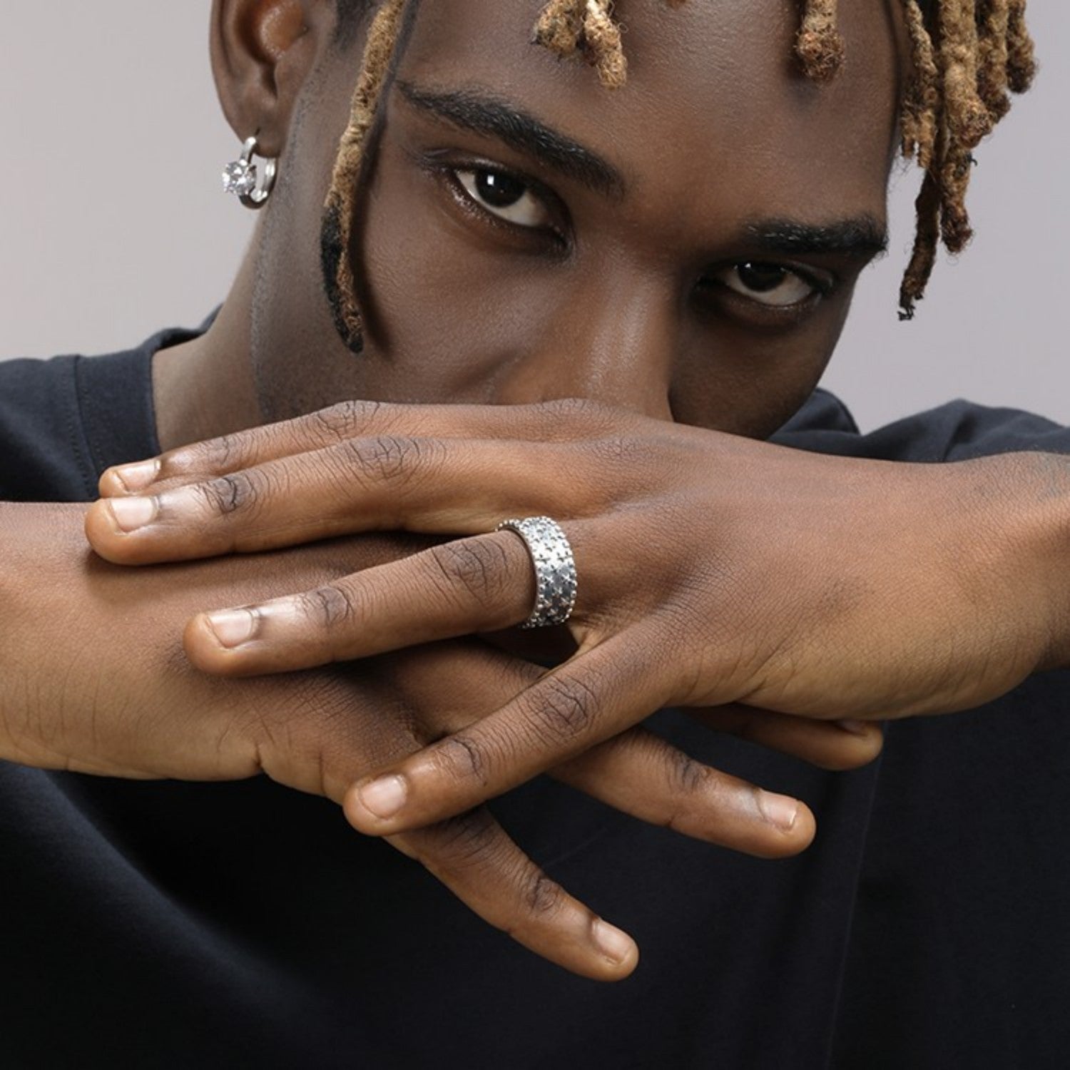 Pure Silver Multi Five Pointed Star Ring For Men And Women