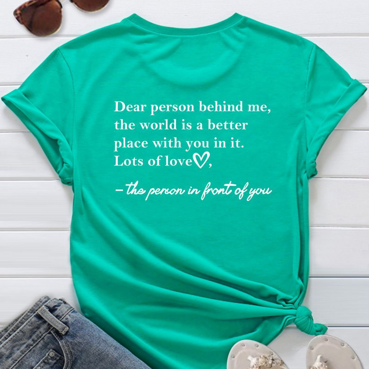 Women's Letter Printed Fashionable Round Neck Short Sleeved Shirt