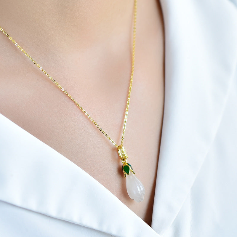 Sterling Silver Magnolia Necklace For Women