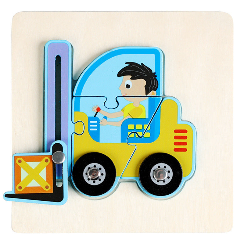 Children Early Childhood Education Develop Wooden Traffic Puzzle Toys.