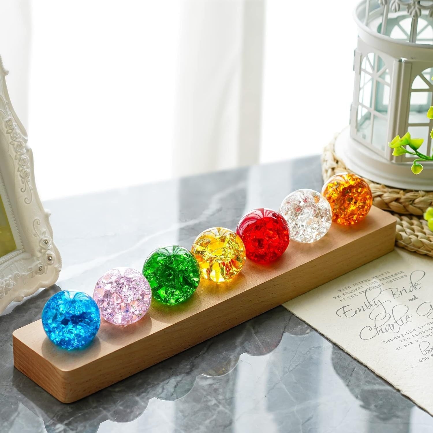 Colorful Crystal Ice Crack Ball Solid Glass Ball Ornament Ornaments - EL CHEG