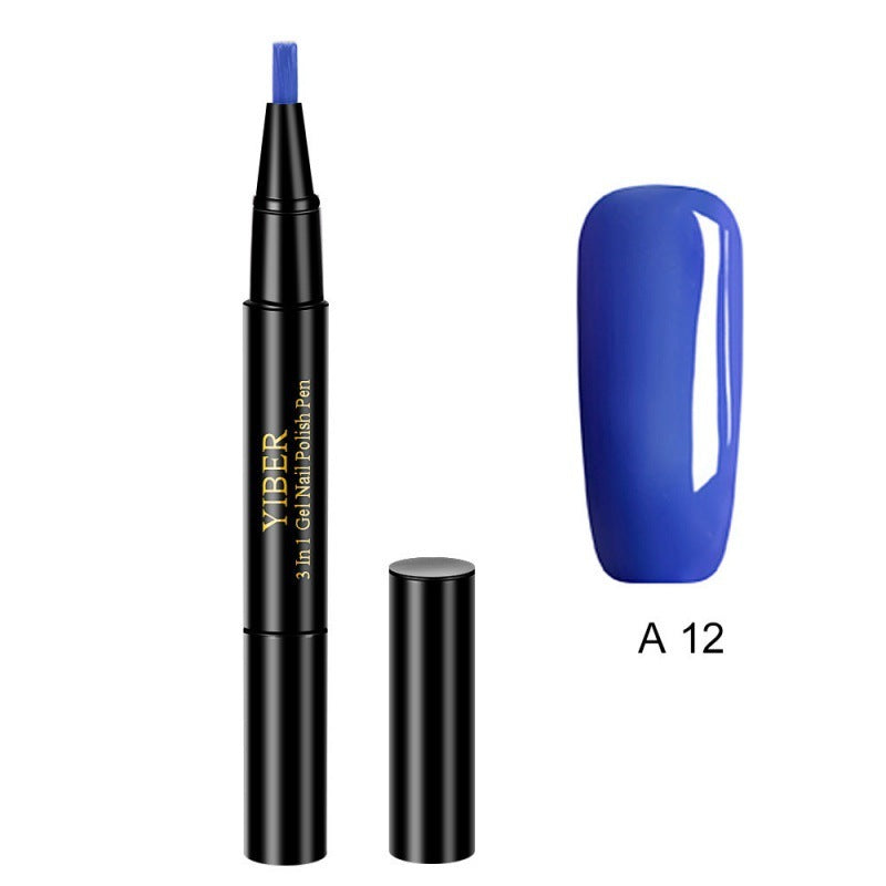 5pcs Nail Polish Pen 3 In 1 One Step Glue Pen Multicolor - EL CHEG