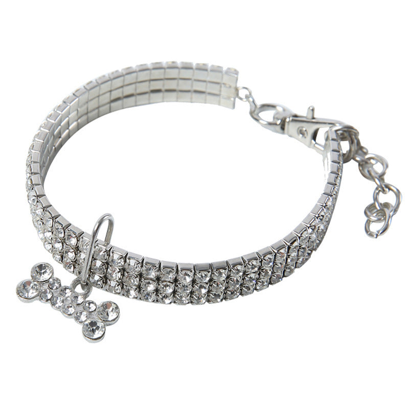 Bling Rhinestone Dog Collar Crystal Puppy Chihuahua Pet Dog Collars Leash For Small Medium Dogs Cats - EL CHEG