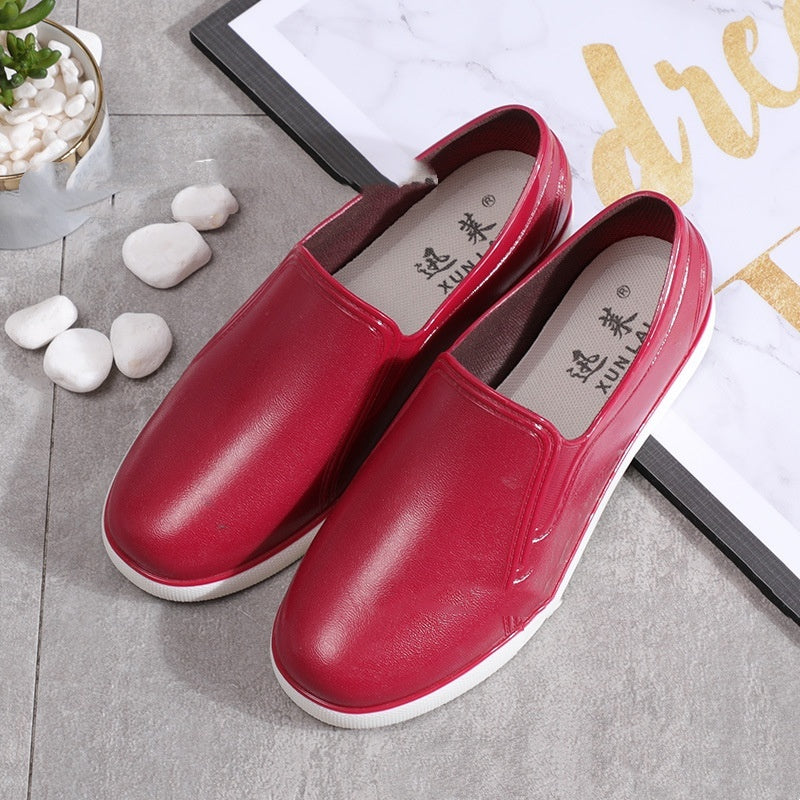 Spring And Autumn Low-top Slip-on Women's Rain Boots Solid Color Fashion Waterproof