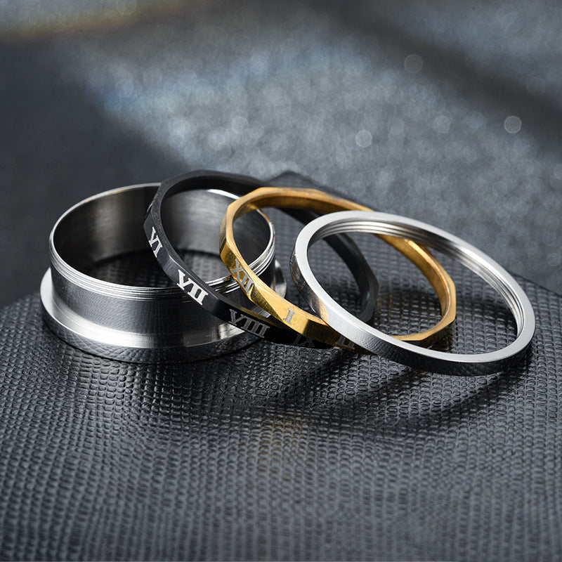 Fashion OL Stainless Steel Roman Numeral Ring