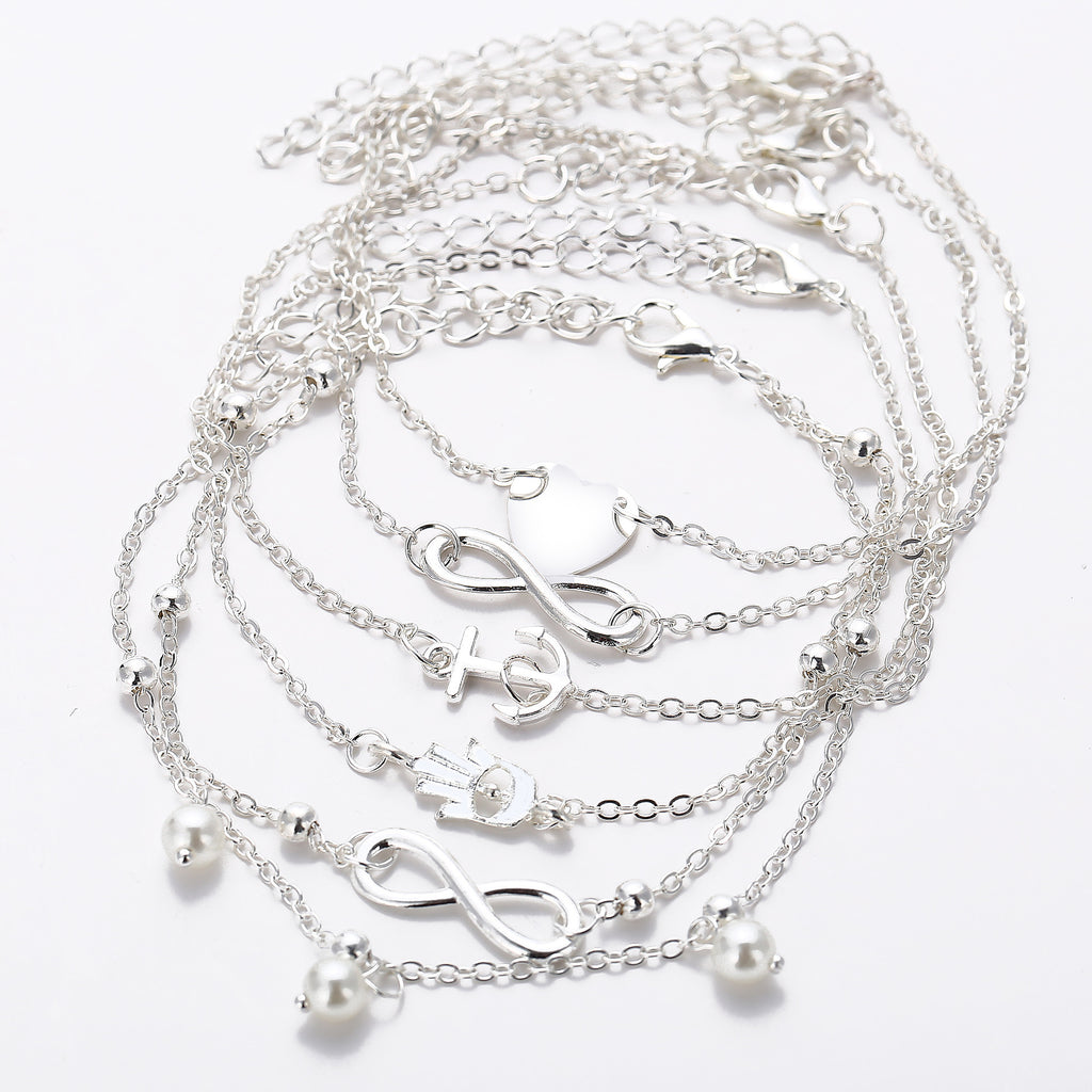 European and American Lady Anklet Bracelet Multi Set