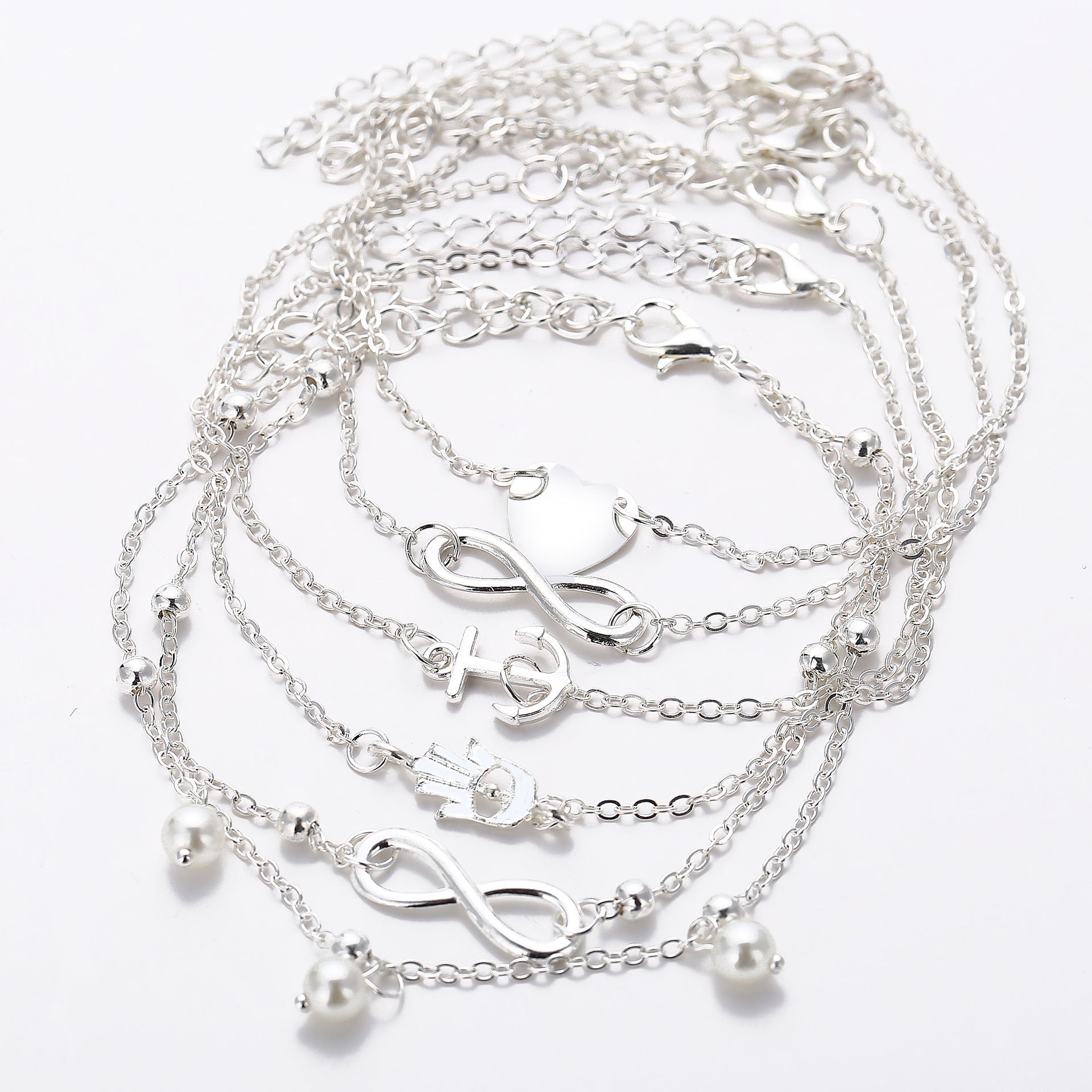 European and American Lady Anklet Bracelet Multi Set