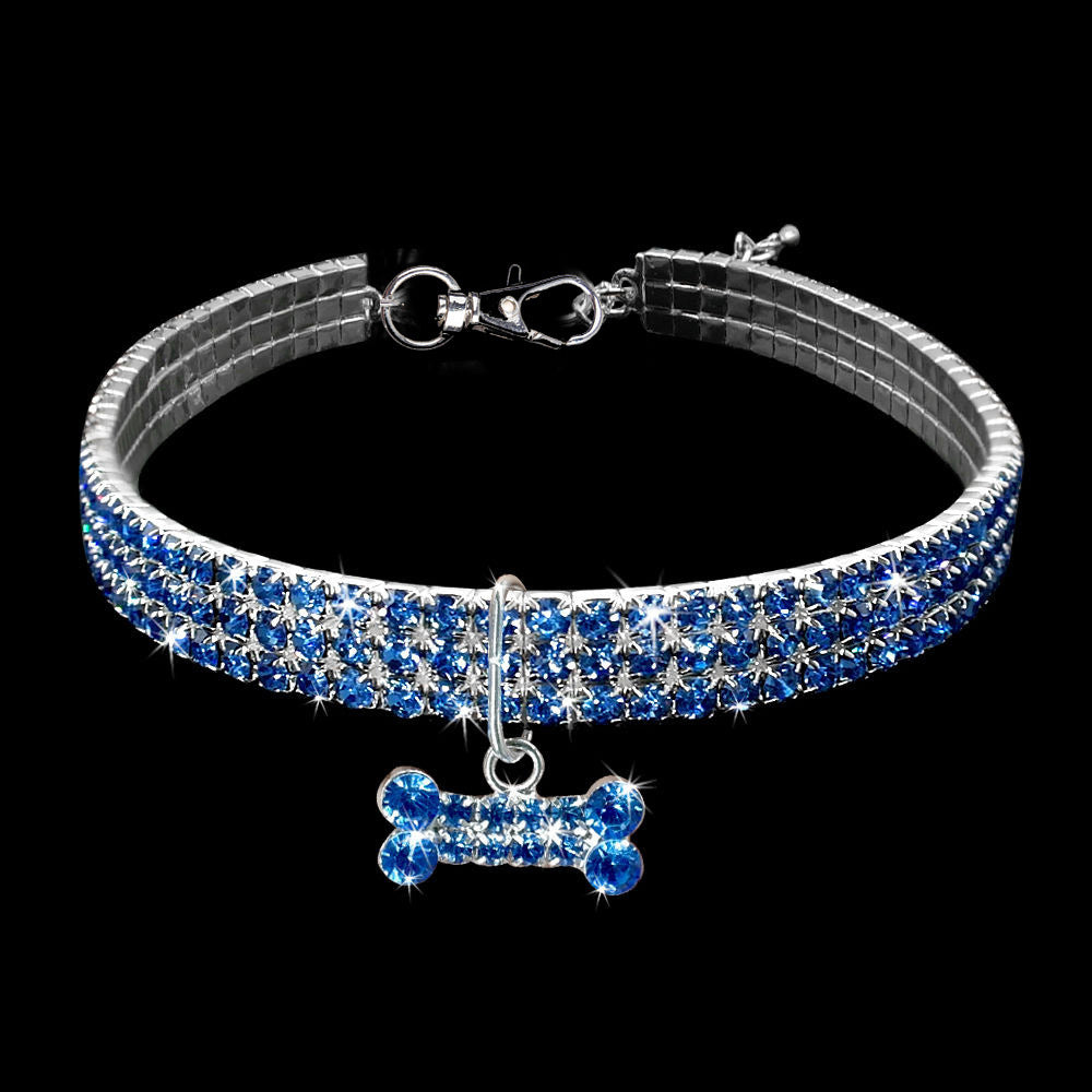 Bling Rhinestone Dog Collar Crystal Puppy Chihuahua Pet Dog Collars Leash For Small Medium Dogs Cats - EL CHEG