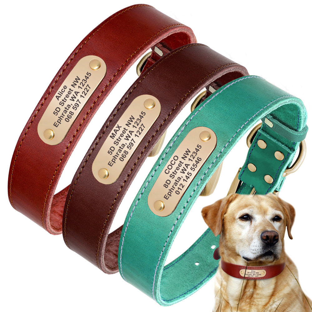 Personalized Dog Collars with Nameplate ID Tags for Medium Large Dogs - EL CHEG