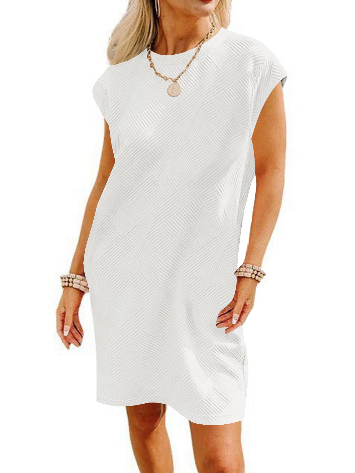 Pocket Texture Fabric Casual Dress Women