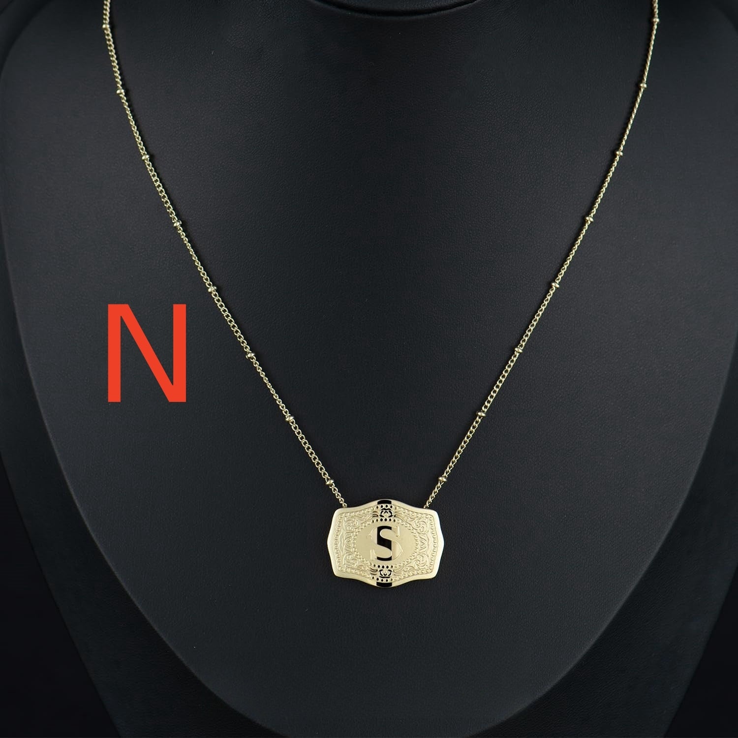 Gold-plated Embossed Slim Chain Adjustable Necklace