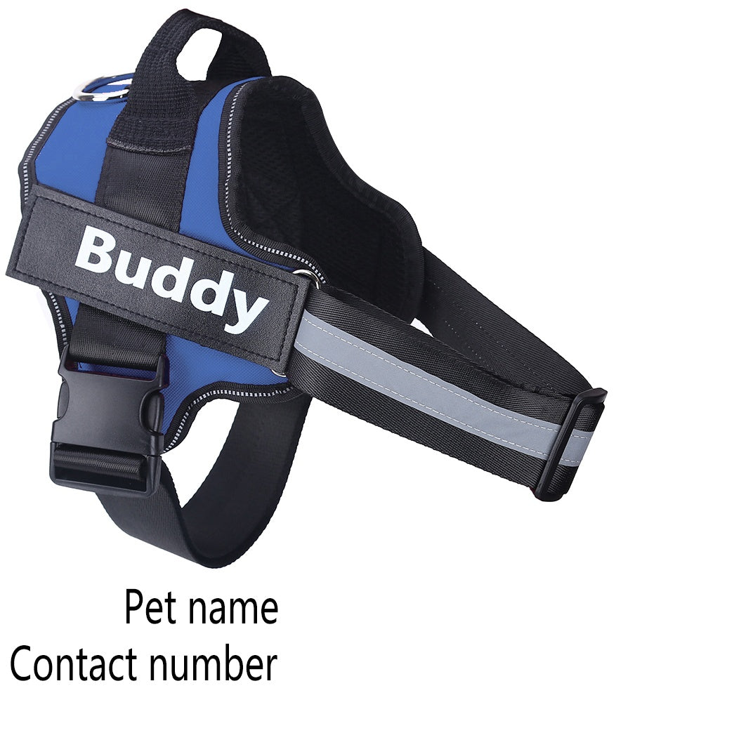 Personalized Dog Harness NO PULL Reflective Breathable Adjustable Pet Harness Vest For Small Large Dog Custom Patch Pet Supplies - EL CHEG