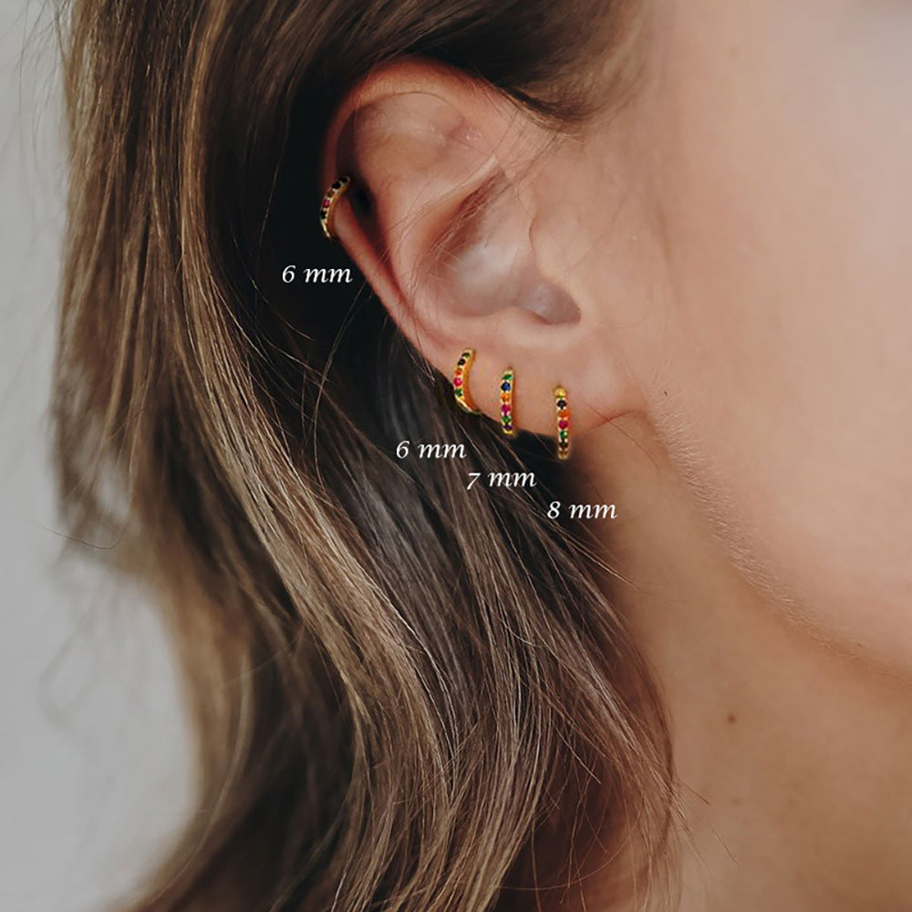 Trendy Circle Zircon Perforated Stud Earrings