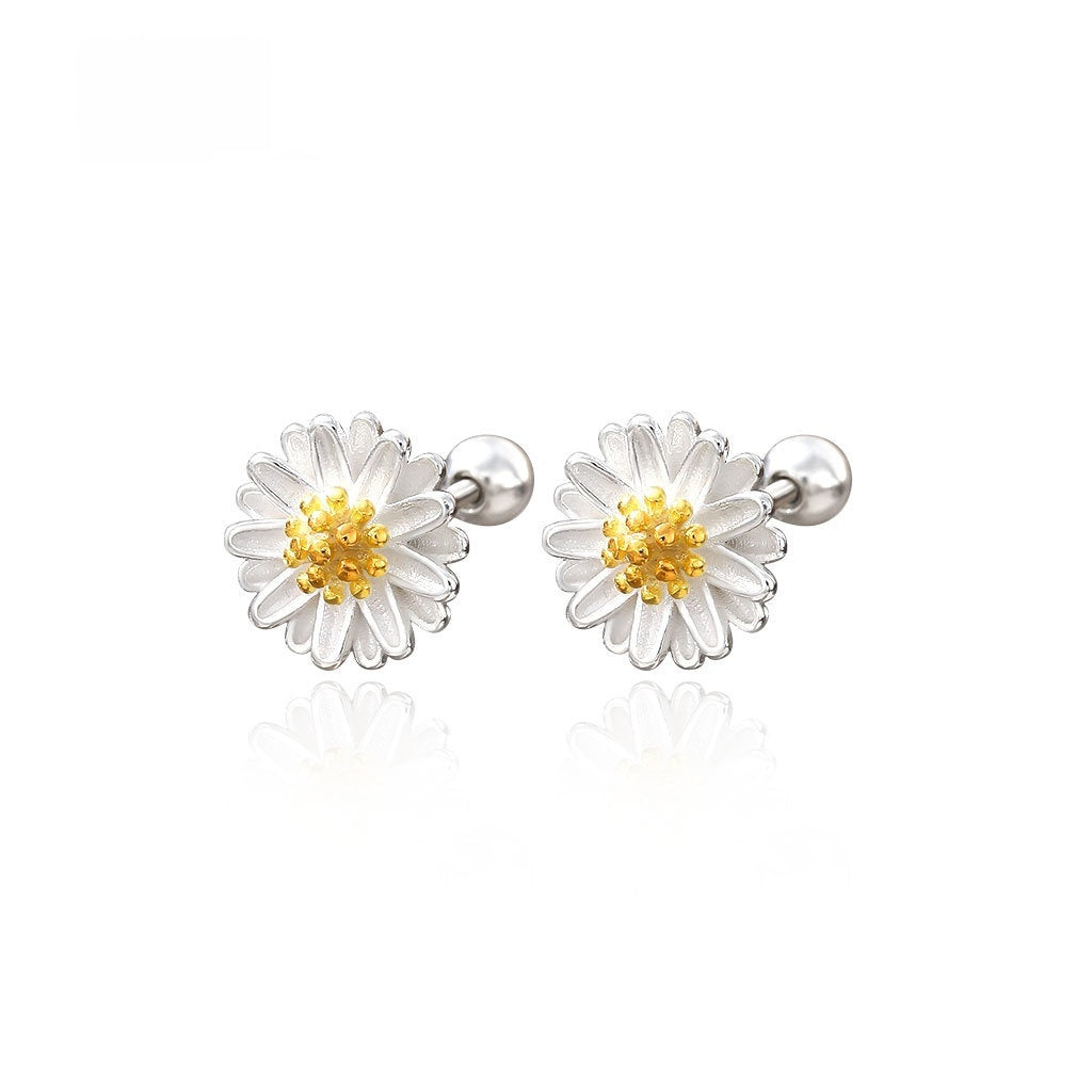 S999 Silver Mori Fashion Little Stud Earrings For Women