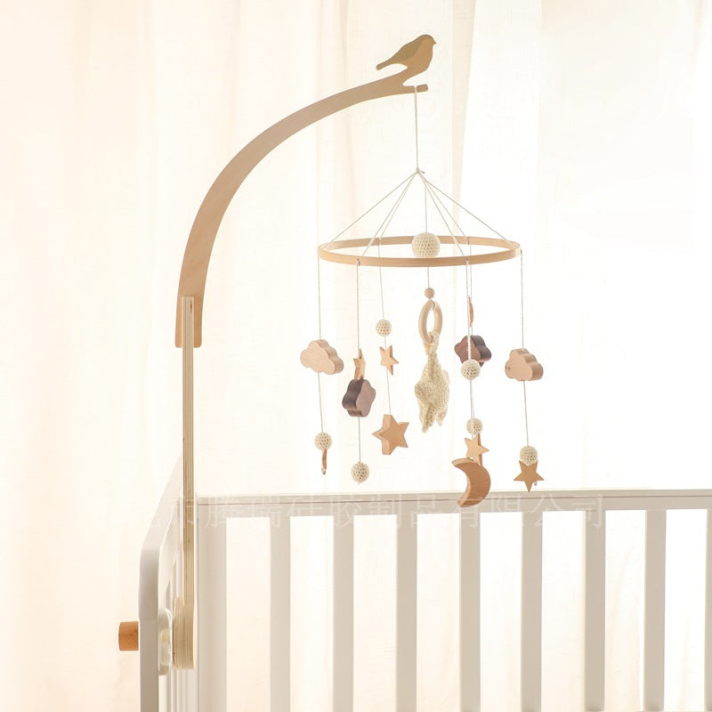 Wooden Bird Bed Bell Bracket To Appease Baby.