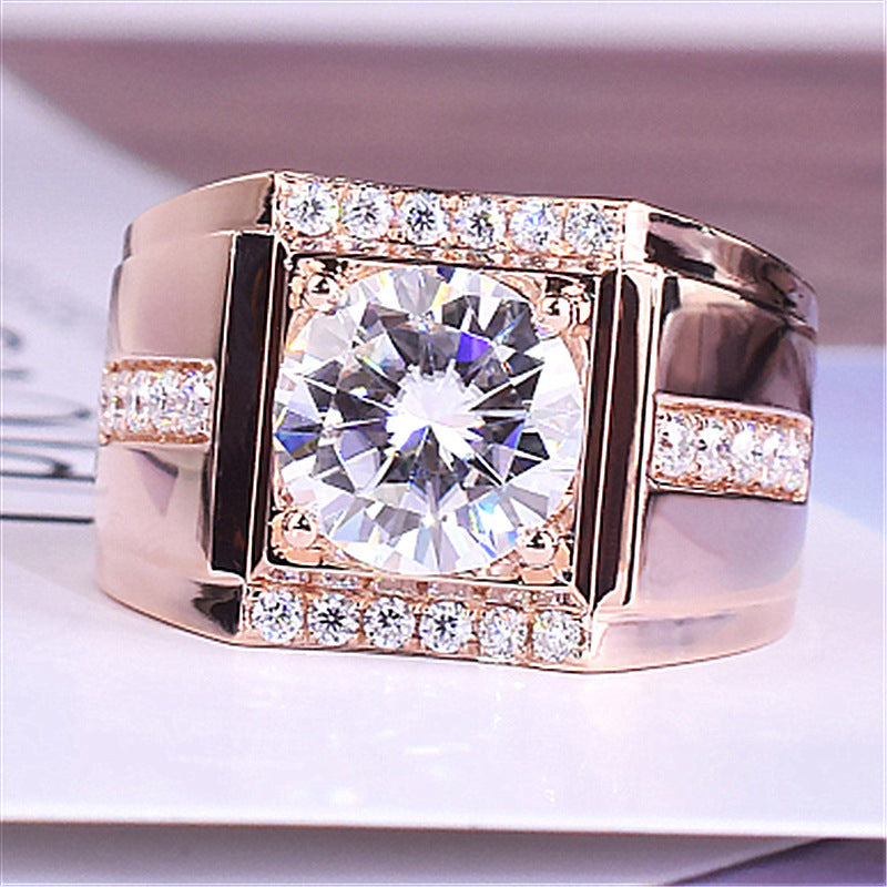 High Carbon Diamond Zircon Men's Imitation Moissanite Ring