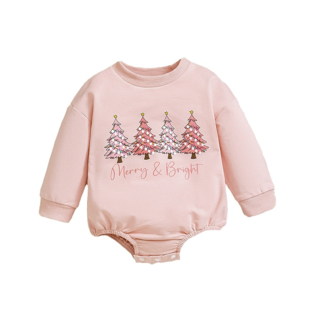 Girls' Letter Printed Long Sleeve Thin Baby Triangle Jumpsuits
