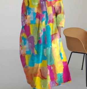 Women's New Style Temperament Blue Hedging Fashion Print Dress