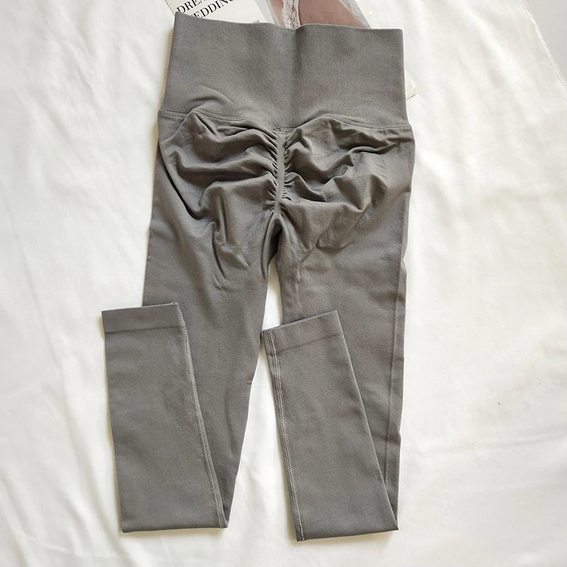 Seamless Sport Yoga High Waist Pants Leggings Sport See Through Yoga Gym Running Quick Dry Pants Scrunch Butt Pants - EL CHEG