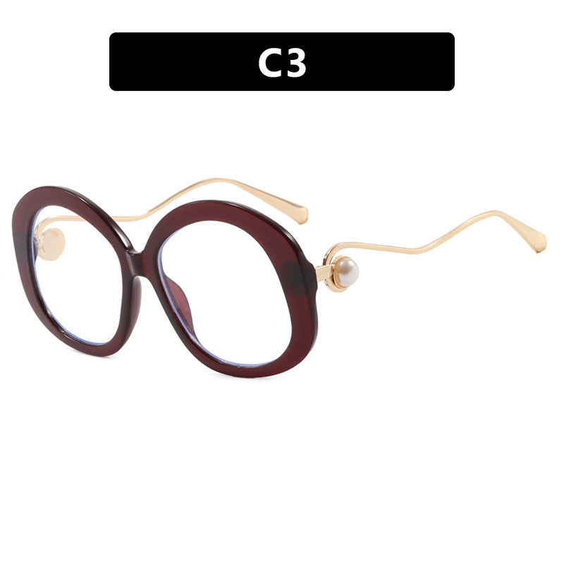Plain Personality Vintage Pearl Anti-blue Light Glasses