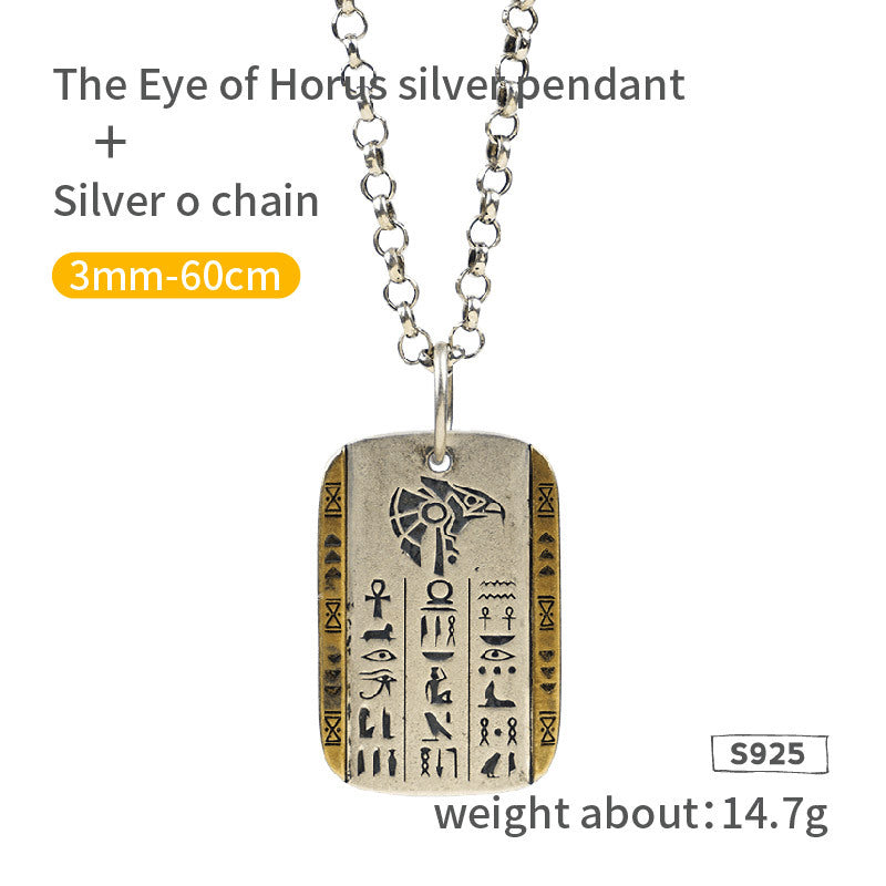 Grim Reaper Anubis Silver Inlaid Copper Vintage Silver Necklace