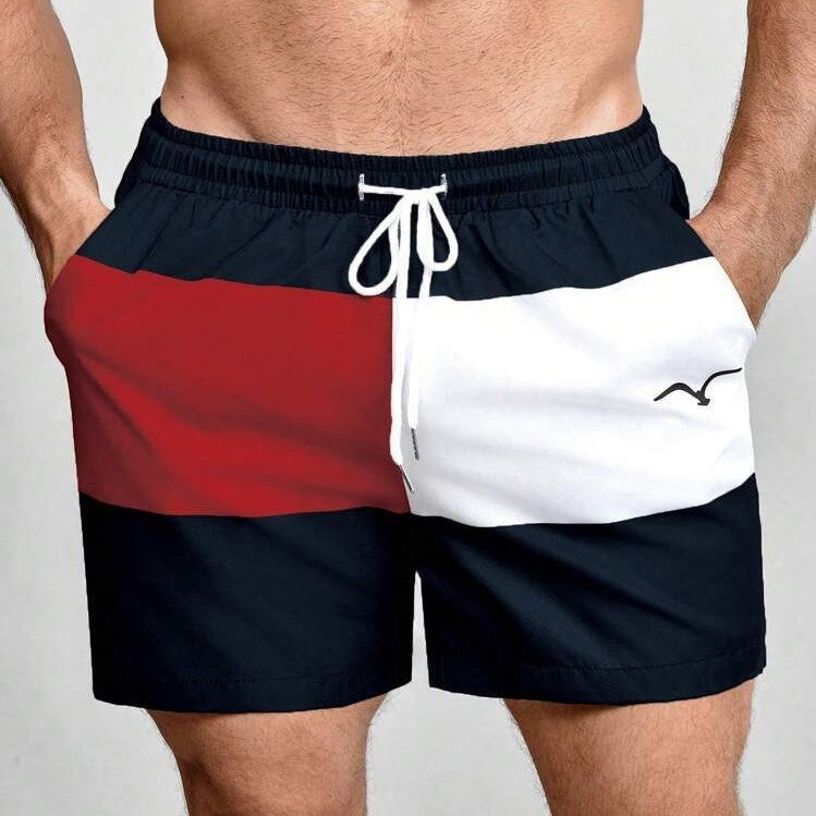 Printed Drawstring Waist Diagonal Pocket Casual Pants