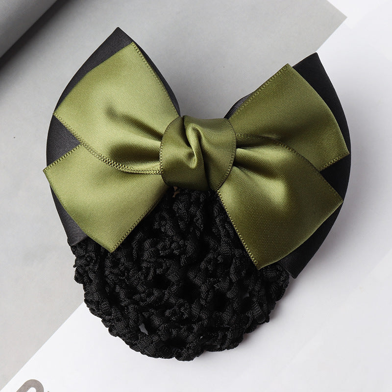 Professional Headdress Flower Bow Net Pocket Worker Work Plate Hair Clip Ornament