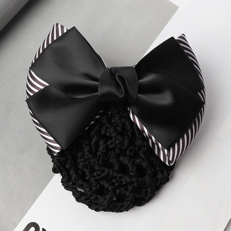 Professional Headdress Flower Bow Net Pocket Worker Work Plate Hair Clip Ornament