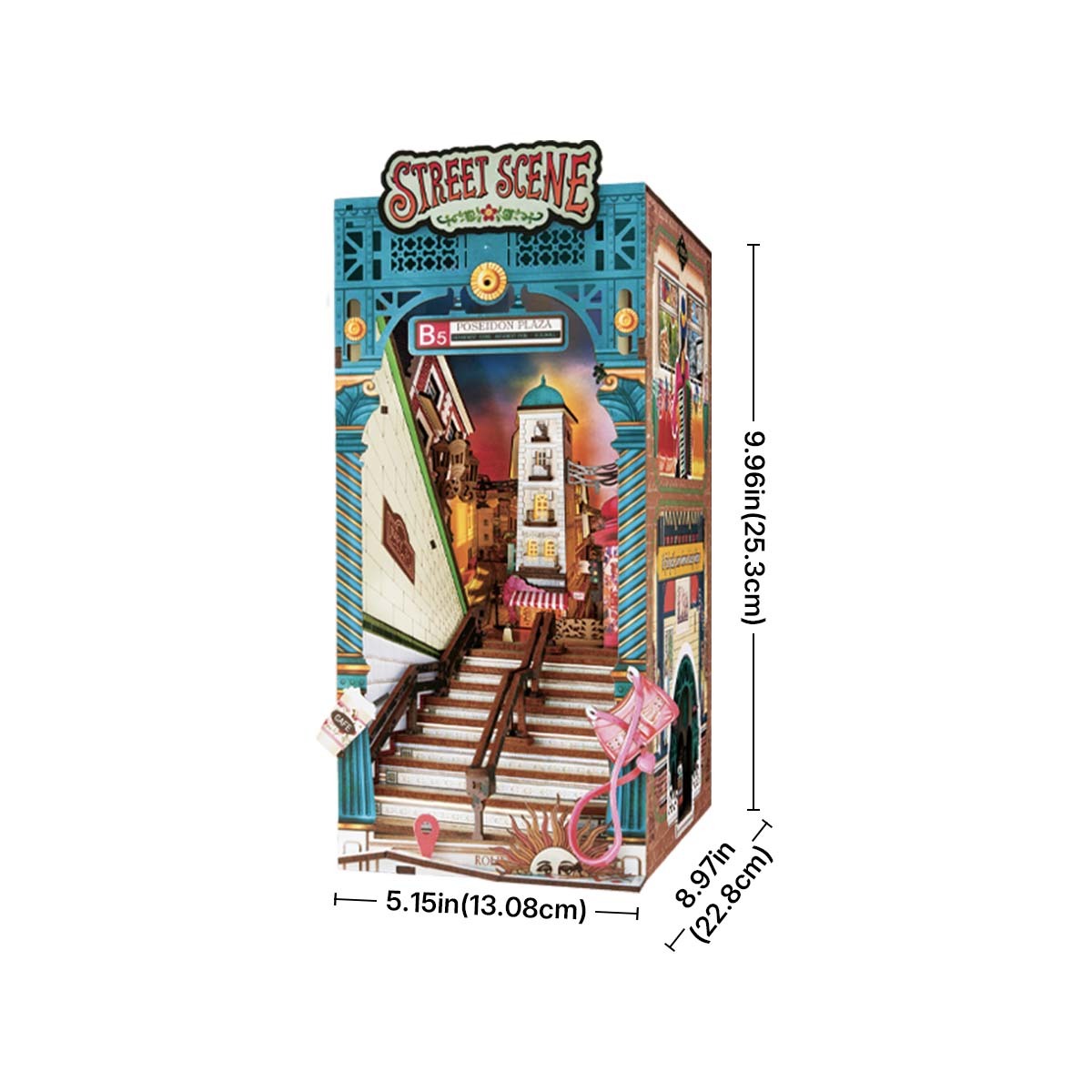 Rolife Book Nook Kit DIY 3D Wooden Miniature Street Scene With LED Lighting For Adults.