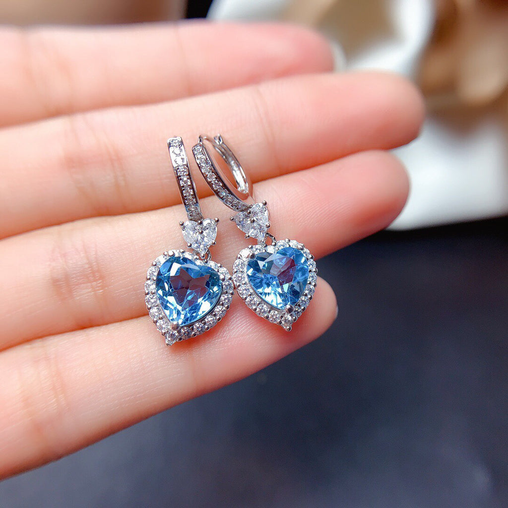 Switzerland Topaz Blue Set Rings Eardrop Pendant