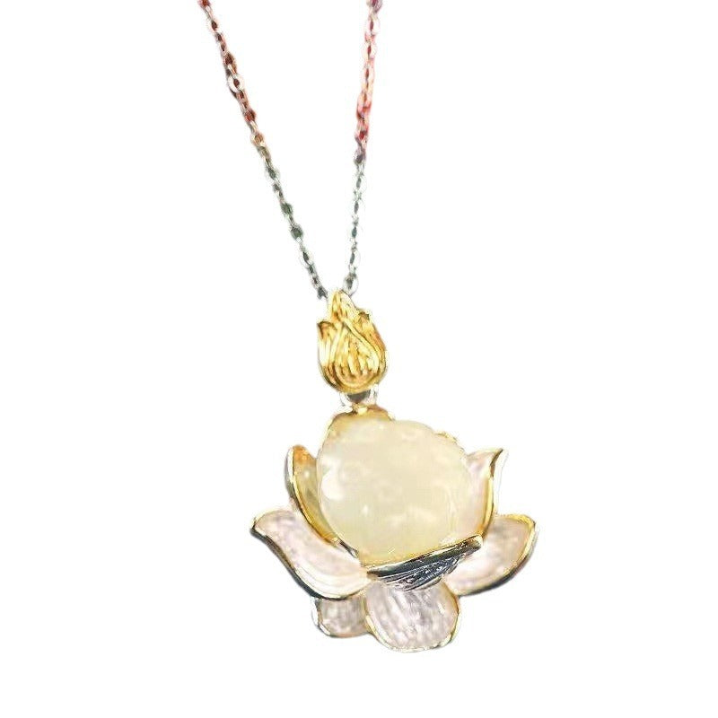 Women's Retro Anemone Eardrops Hairpin Necklace