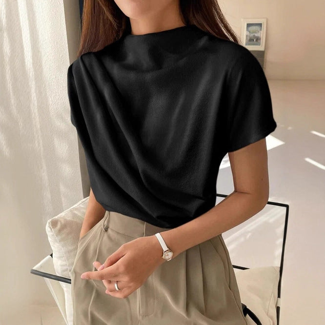 Round Neck Draping Summer New Simple Women's Clothing Short Sleeve