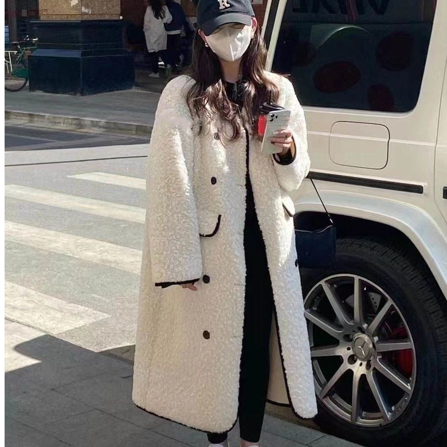 Women's Autumn And Winter New Mid-length Lamb Wool Coat