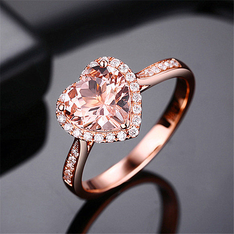 Love Plated 18K Gold Orange Diamond Heart Shaped Ring