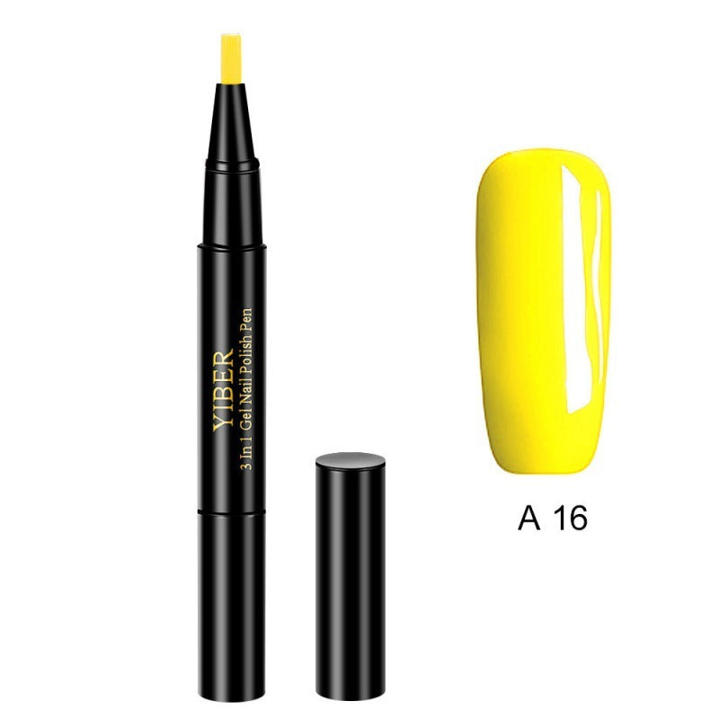 5pcs Nail Polish Pen 3 In 1 One Step Glue Pen Multicolor - EL CHEG