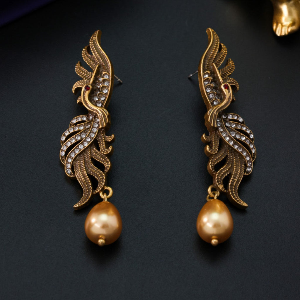 Phoenix Retro High-grade Hollow Jeweled Distressed Earrings