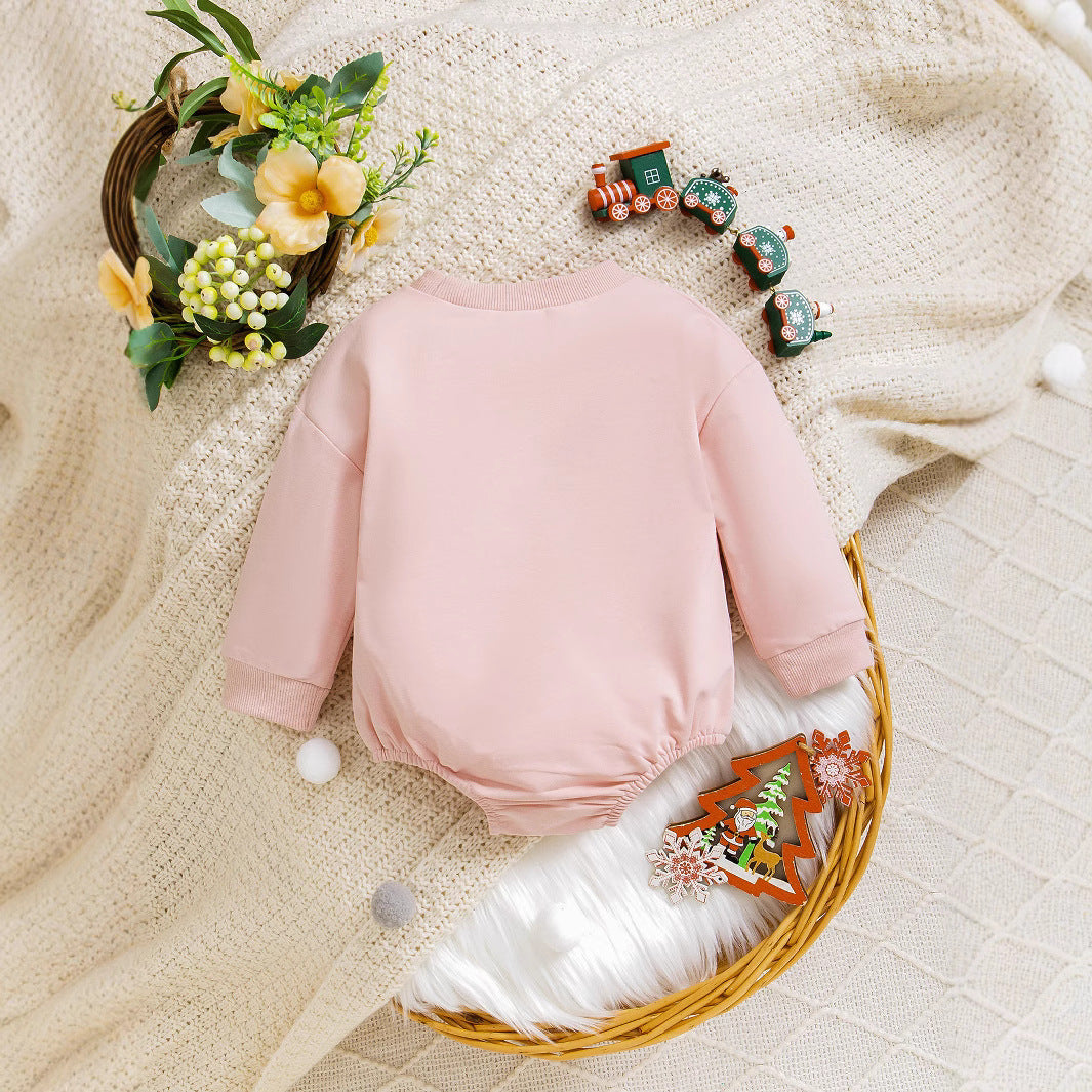 Girls' Letter Printed Long Sleeve Thin Baby Triangle Jumpsuits