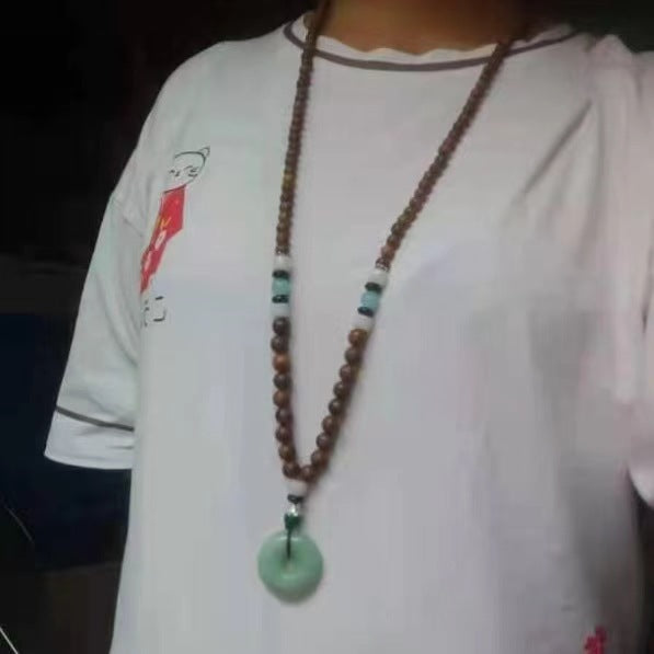 Retro Ethnic Sweater Chain Long Wooden Pendant