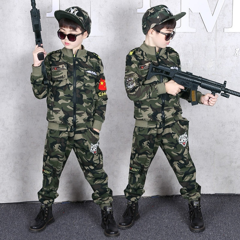 New Autumn Children Camouflage Medium And Big Children Handsome Two-piece Suit