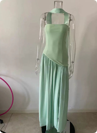 Spring And Summer New Color Matching Tube Top Sexy Off-the-shoulder Dress